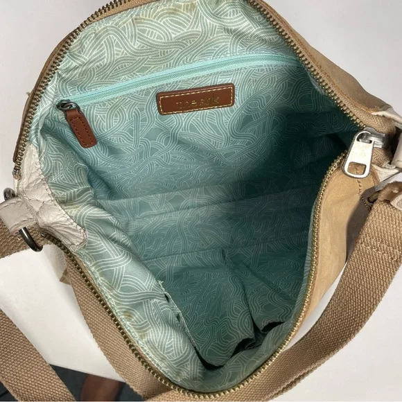 The Sak Camila Leather Multi Color Crossbody Handbag Purse Bag White Tan Brown - Picture 8 of 8